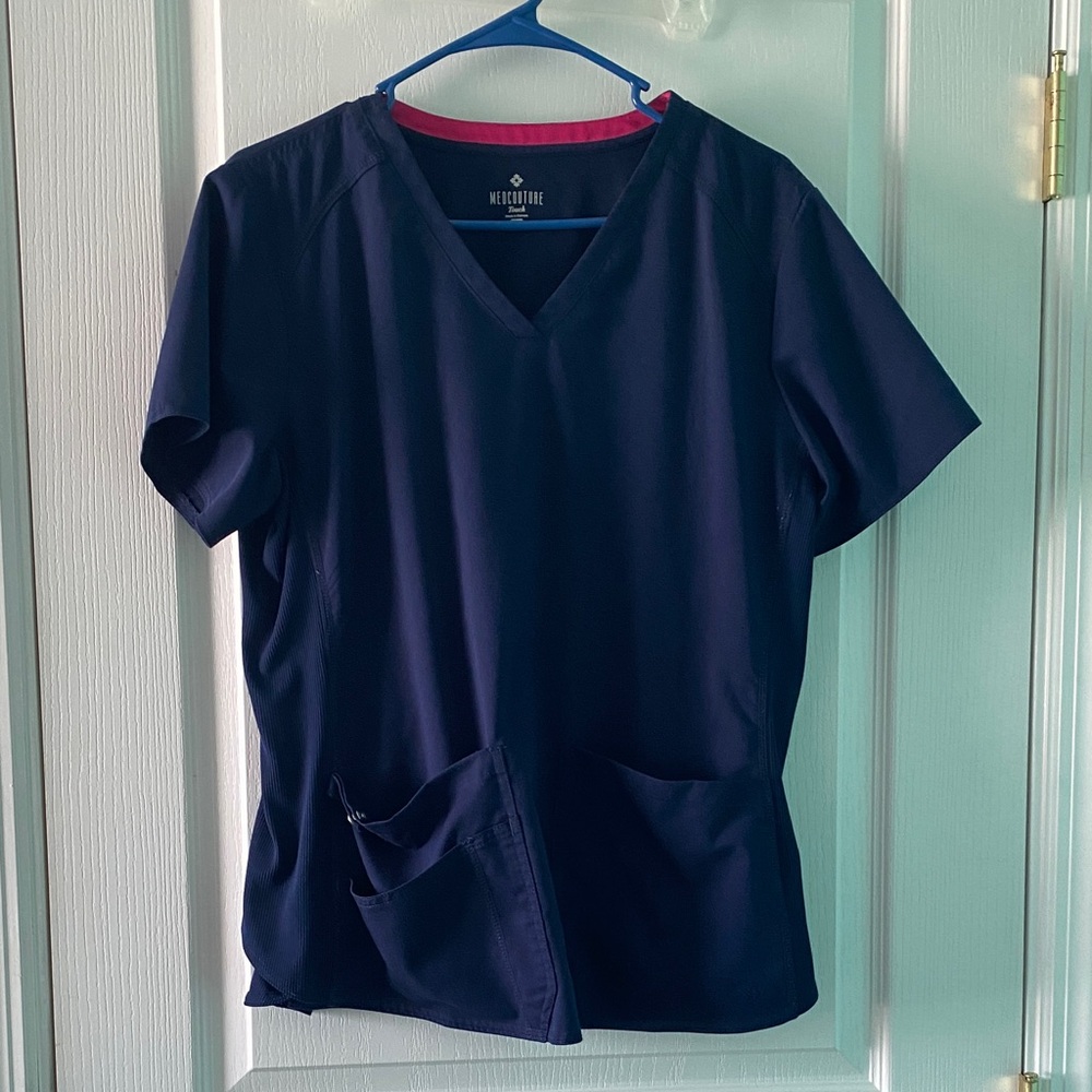 Med Couture navy Blue Short Sleeve Top